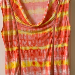 Calvin Klein Orange Multi color sleeveless Top